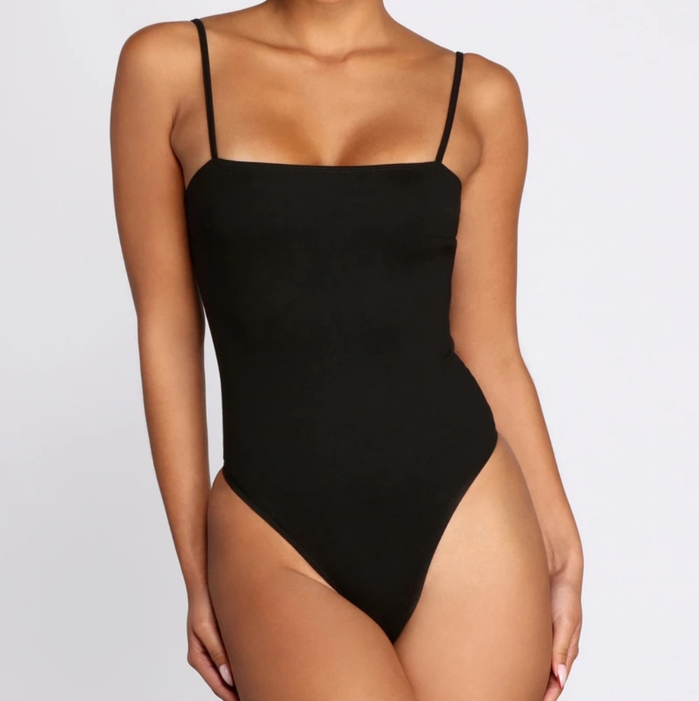 Square Neck Bodysuit Black (XS)